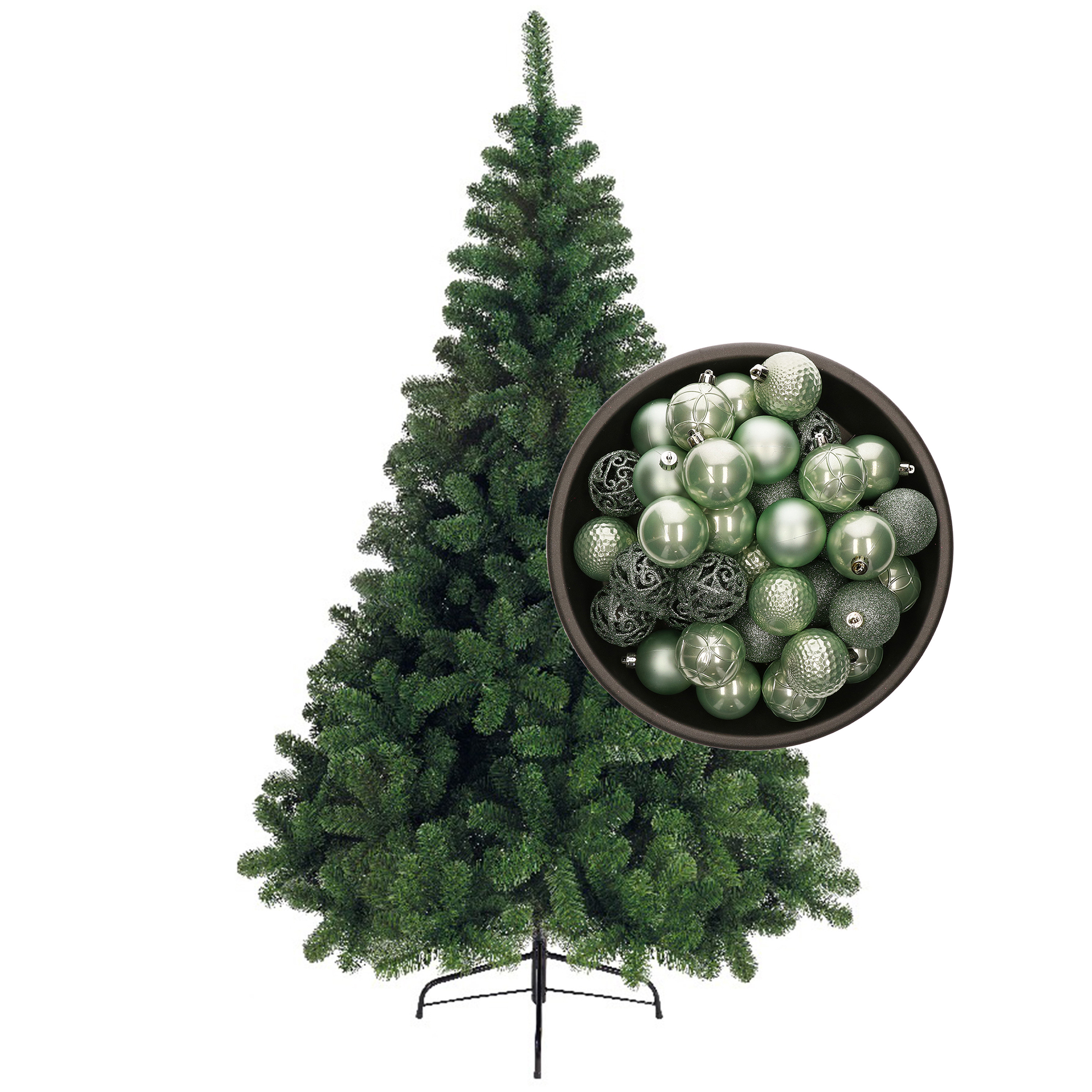Bellatio Decorations kunst kerstboom 120 cm met kerstballen mintgroen - Top Merken Winkel